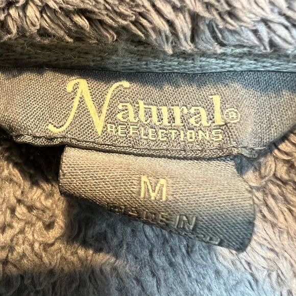 Natural Reflections Cozy Grey Fleece Diamond Quilted SZ M Super Soft - Picture 5 of 10